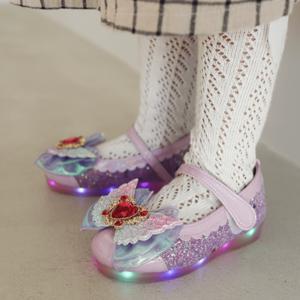 앙쥬 하트 날개 LED 여아 구두