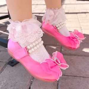 아리엘 진주 스트랩 새틴 LED 여아 구두