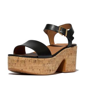 [25SS] 플랫폼 레더 코르크 블랙 앵클 스트랩 샌들
