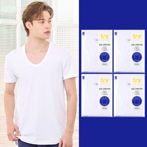 TRY 남성용 통기성 베이직 반팔 런닝 셔츠 4매 세트(EMTSJ0A)