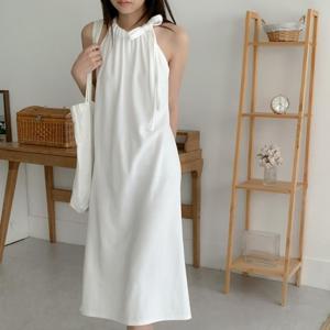 [VY] 여자 비치룩 타월 홀터네크 SS 흰색 캐미 롱원피스_13687817_588847