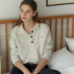 [아워호프] Margaret Embroidery Button-down Sweatshirt - Oatmeal [H25FA-MT01-OAT]