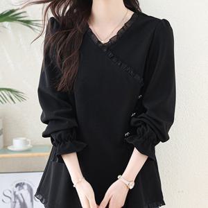 가을 쉬폰 로맨틱 블라우스 포에틱블랙블라우스