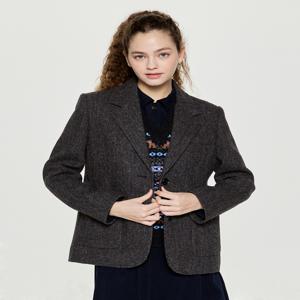 헤지스 여성 [[25FW]] HSJA5D910G2 [인기급상승] 헤링본 싱글 자켓 그레이