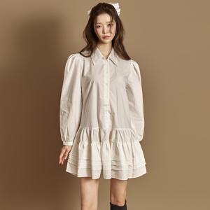 D5387 티어드 프릴 미니 원피스