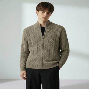 남성 [[25FW]] DMSW5D304I2 [EXCLUSIVE] 베이지 울100% 풀집업 케이블 스웨터