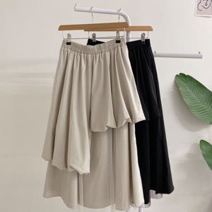 [브리치]  / 톨샤 레이스 이중 언발 벌룬 밴딩 롱 스커트(2color)