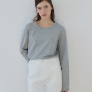 [아워호프] 로고 실키 라운드 넥 슬리브 티셔츠 - Melange grey