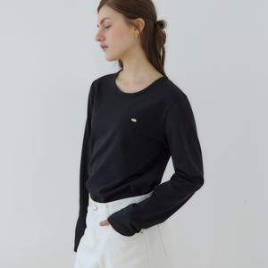 [아워호프] 로고 실키 라운드 넥 슬리브 티셔츠 - Black