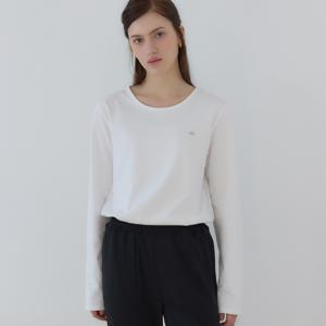 [아워호프] 로고 실키 라운드 넥 슬리브 티셔츠 - White