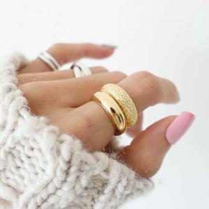 [브리치]  /  믹스 실버 쌍가락지(18K도금)