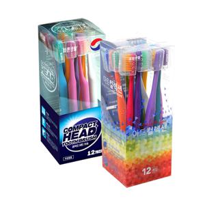 바른생활 얇은헤드 칫솔 초극세모 12입+아트컬렉션 12입