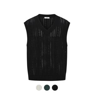 세미오버핏 크로셰 세로 조직 니트 베스트_BZD1EL1203