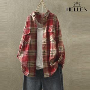 여성 데일리 체크 셔츠 남방 블러디체크셔츠 O-4