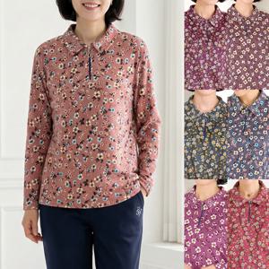 [엄마옷 로즈맘] 진하꽃카라피치기모티셔츠