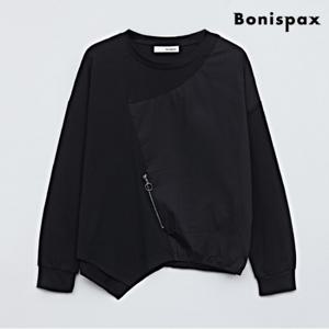 [시즌오프] 정상가:59,000원｜코튼 배색 언발 라운드 긴팔 티셔츠 (XO1LW003L0)