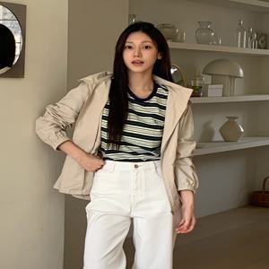 헤지스 여성 HSJU5B302I1 [린넨]베이지 후드 캐주얼 하프 점퍼