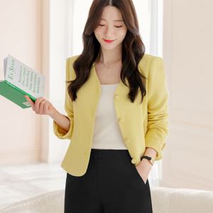 (~XXL까지) 모칸 노카라 브이넥 트위드 자켓 봄 가을 아우터 하객룩 오피스룩 모임룩 격식룩 빅사이즈