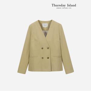[정상가-299000원][Thursday Island] 노카라 더블 자켓(T236MJK531W)