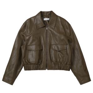 [정가 378,000원] 밴딩 크롭 레더 점퍼 SWWJPP12050