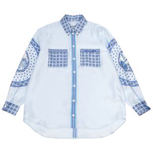 버버리 IVANNA 8069645 B5650 여자 실크 셔츠 오버사이즈핏