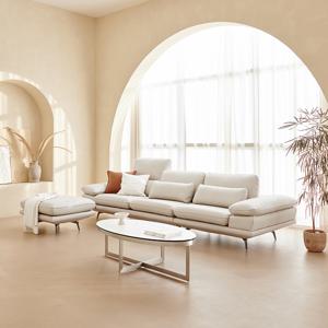 미리내 4인용 천연 슈타크 통가죽 업다운 무빙소파 + 스툴