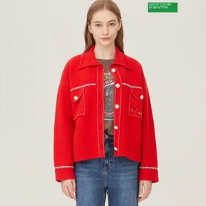 아울렛 스티치 셔츠형 니트 가디건 BAKC71361_RD