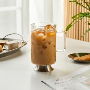 스텐 받침 내열 유리 손잡이잔 500ml