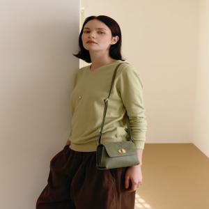 가죽 이태리스웨이드콤비 오브 장식 크로스백 S 마차그린 JABA6E132