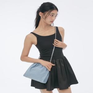 [코코체인] 중청 데님 드로우스트링 체인 스몰 숄더백 JABA6E169