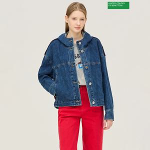 강아지 니트 후드 데님 점퍼 BAJP09511