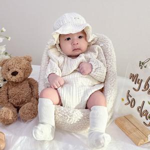 리뗀클로르 긴팔 바디수트 거즈햇 세트