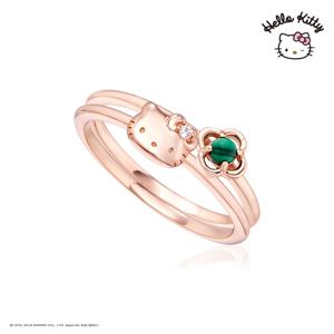 헬로키티주얼리 럭키클로버컬렉션 실버 말라카이트 원석 반지 2종세트 HLS353