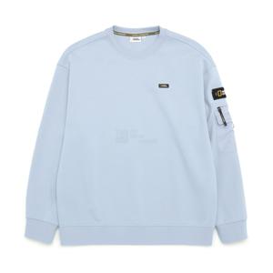 N231MSW070 세미 오버핏 소매 포켓 맨투맨 티셔츠 STORM BLUE