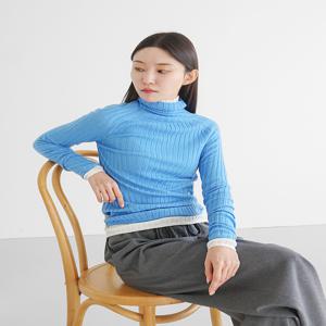 메리노울 리브 롱 슬리브 니트 탑