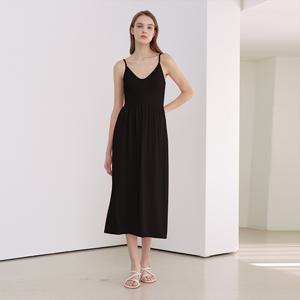 [신상품] 심리스 모달 V넥 립조직 캐미 롱드레스 SD5200