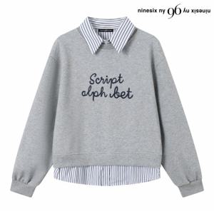 정상가:89,000원 ㅣ 스트라이프 카라 셔츠 레이어드 맨투맨 (NP3LW019L0)