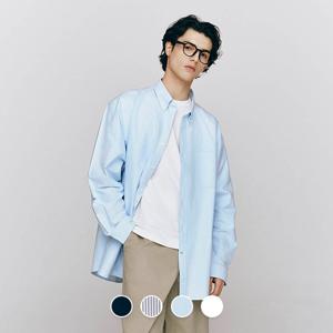 남성 봄 간절기 릴렉스 오버핏 긴팔 옥스포드 면 남방 셔츠 045503