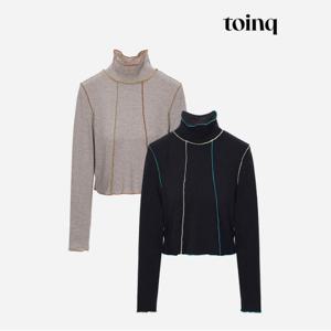 [toinq] 배색 인터로크 터틀넥 티셔츠(T239MTS909W)