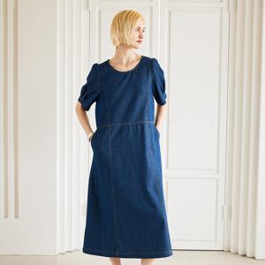 [최초가 69000원] [55~88] 라운드넥 데님 원피스