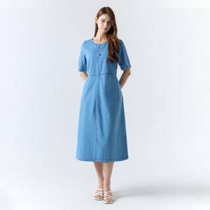 [최초가 69000원] [55~88] 라운드넥 반팔 데님 원피스