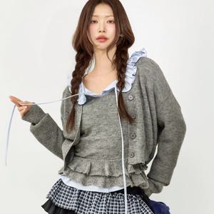 J3082 프릴 레이어드 가디건/G