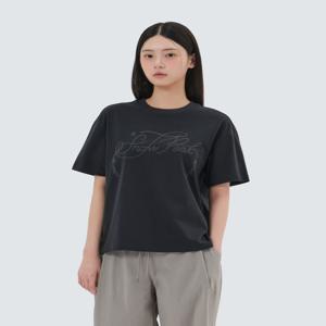 아스킨 여성 발포 레터링 반팔 티셔츠 캠핑룩 반팔티 S25MWFTS87_BSCJ