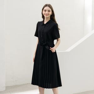 [최초가 89000원] [55~88] 린넨라이크 세미 A라인 반팔 플리츠 카라 원피스