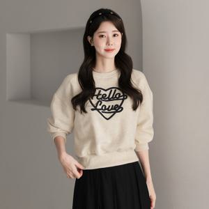 밀라이 하트 레터링 맨투맨 티셔츠 긴팔티 봄 가을 데일리 일상 캐쥬얼 출근룩 빅사이즈
