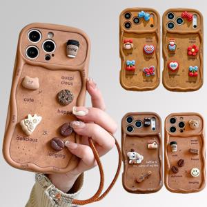 아이폰 17 16 15 14 13 감성 캐릭터 데코덴 가죽 스트랩 케이스