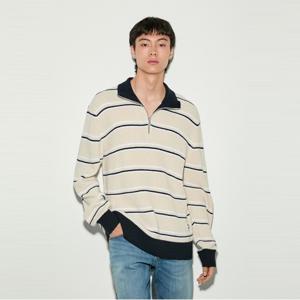 타미진스 스트라이프 하프집 스웨터 (T32E6KTO11TMT1ACG)