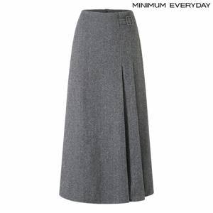 정상가 89000원ㅣ 에브리데이]헤링본 텍스처 클래식 버클 롱 스커트 (EB4WH028D)