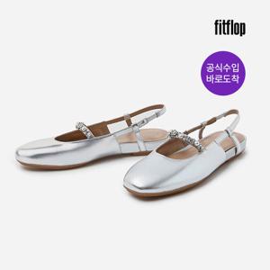 [공식]26SS} 델리카토 여성 펄 & 크리스탈 레더 슬링백 실버