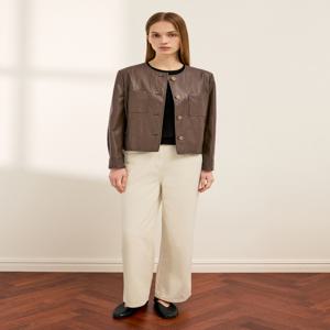 패치 포켓 노카라 레더 자켓 SWWJKQ12090